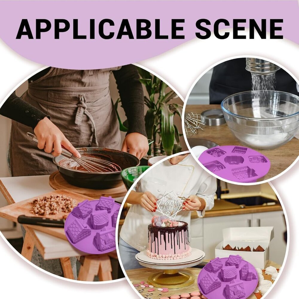 10.2'' Christmas Gingerbread House Silicone Baking Mold, Anniversary Birthday Tr - Picture 6 of 9